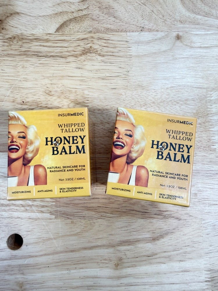 lot of 2 INSURMEDIC Whipped Tallow Honey Balm 3.2oz/108mL Moisturizer Anti-Aging