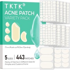 TKTK 443 Count Pimple Patches for Face, Hydrocolloid Acne Patch Bulk, Acne Stick