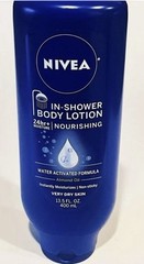 (2) NIVEA Nourishing In-Shower Body Lotion 13.5 oz/ea Water Activated Almond Oil