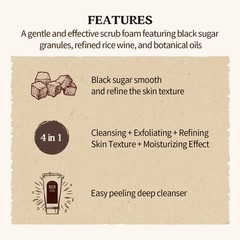 SKINFOOD Black Sugar Perfect Scrub Foam 180g – Detoxifying Pore Scrubs &