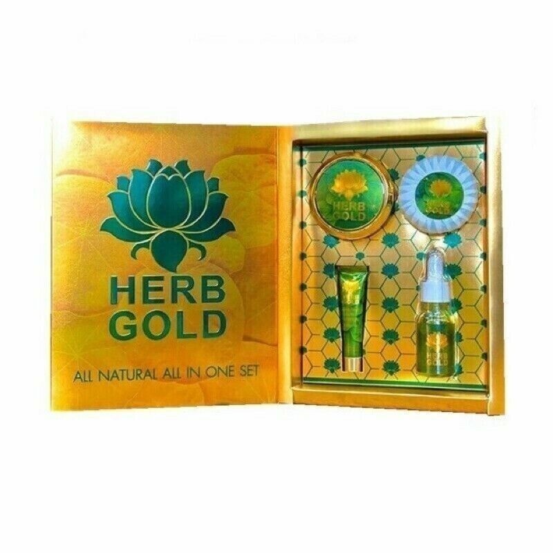 HERB GOLD contains 4 pieces, cream, herbal soap, serum and sunscreen 1 set