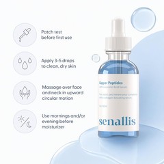 SenAllis Cosmetics Copper Peptides Serum for Face with 2 Fl Oz (Pack of 1)