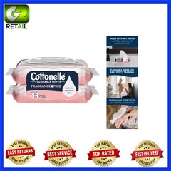 Gentle Clean with 84 Cottonelle Fragrance-Free Adult Wet Wipes, Easy Dispensing