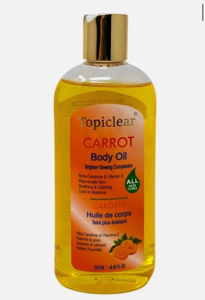Topiclear Carrot Body Oil Moisturizer Beta-Carotene Vitamin E 250ml Daily Use