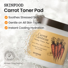 SKINFOOD Carrot Carotene Toner Pads, Hydrating & Soothing, Cotton Facial Toner P
