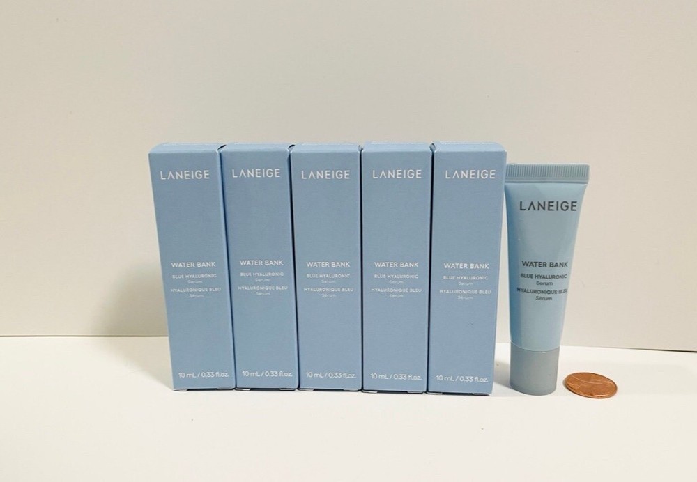 5 Laneige Water Bank Blue Hyaluronic Serum 0.33 fl oz 10 mL Travel Size