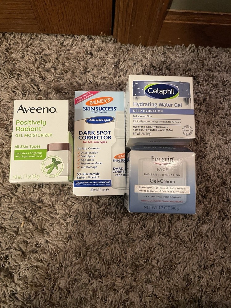 Cetaphil, Eucerin, Aveeno, Palmer’s Face Hydration Gel Cream Lot