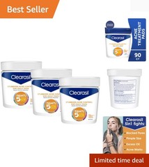 Daily Facial Cleansing Pads, 90 Count – 5-in-1 Treatment for Acne Prone Skin