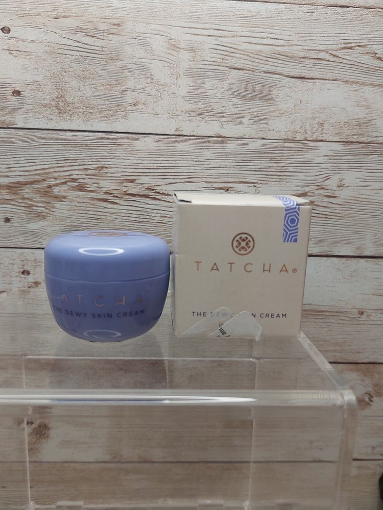 Tatcha The Dewy Skin Cream 0.34oz / 10ml Travel Size Face Moisturi Open Bottle