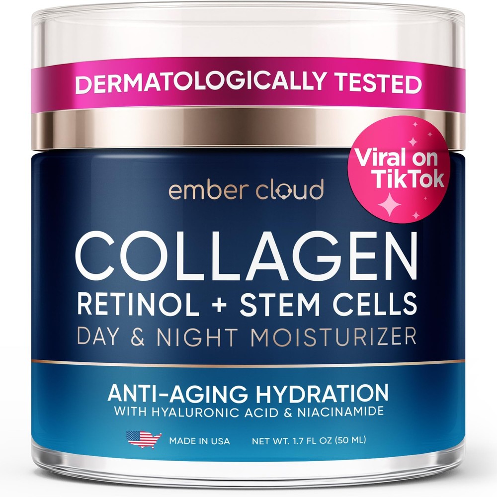 Moisturizer Collagen AntiAging Face Cream with Stem Cells, Retinol, Hyaluroni…