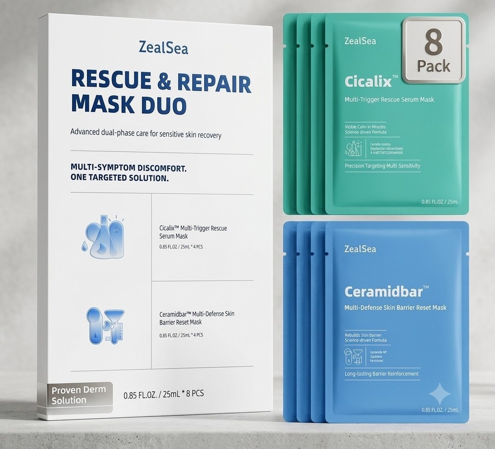 ​ZealSea Rescue Mask Duo 8-Pack Cicalix Rescue & Ceramidbar Sheet Masks