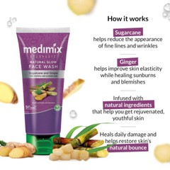 Medimix Ayurvedic Natural Glow Face Wash With Sugarcane & Ginger -100ML -Free Sh