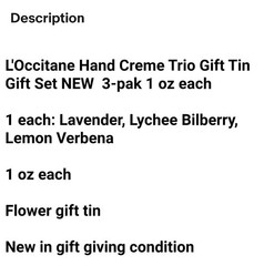 L&rsquo;Occitane Hand Creme Trio Gift Tin Gift Set NEW 3-pak 1 oz each