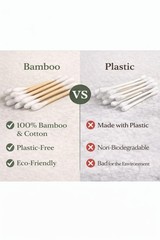 300 Eco-Friendly Bamboo Cotton Swabs – Biodegradable Wooden Buds for Ear & Makeu