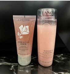 New 2 Pcs Lancome Rose Sugar Scrub & Tonique Confort