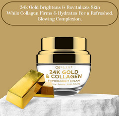 Clear Beauty 24K Gold & Collagen Firming Night Cream 1.69 fl New Sealed