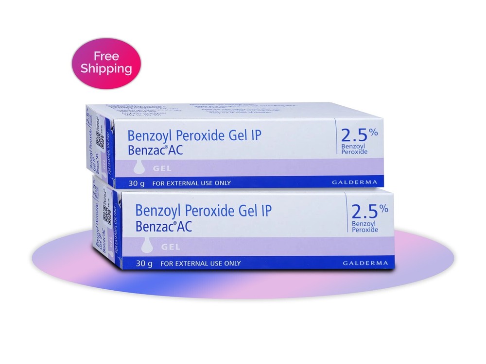 2 x 30gm Galderma Benzac AC Gel, Benzoyl Peroxide 2.5% anti-bacterial treat acne