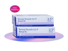 2 x 30gm Galderma Benzac AC Gel, Benzoyl Peroxide 2.5% anti-bacterial treat acne