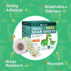 Silicone Scar Sheets for Kids Scars: Dinosaurs 1.6&Prime;x 60&Prime; Roll, Multicolor