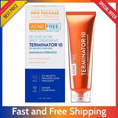 AcneFree Terminator 10 Acne Cream – 10% Benzoyl Peroxide Spot Treatment, 1 Ounce