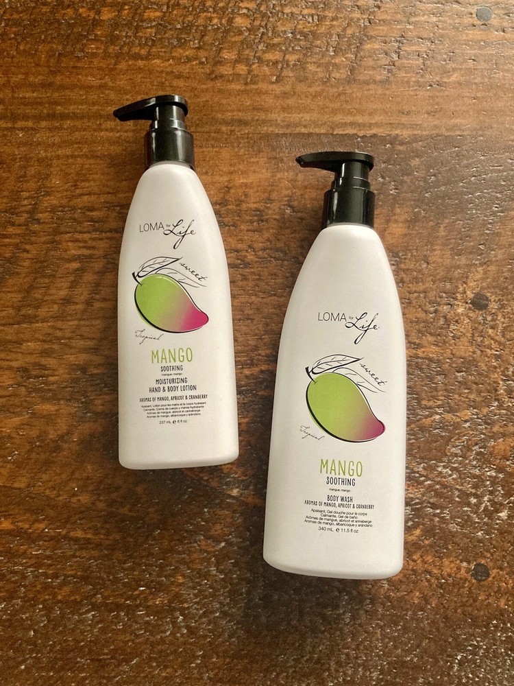 NEW LOMA for Life Mango Body Wash 11.5 oz & Body Lotion 8 oz Set Organic