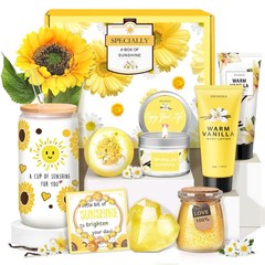 Gifts for Women,Bath and Body Gift 10 pcs Warm Vanilla 7 Piece Set, Yellow