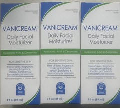 Lot of 3 VANICREAM Daily Facial Moisturizer w/ Ceramides & HA – 3 Fl Oz New