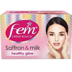 Fem Fairness Saffron & Milk Crème Bleach for Healthy Glow Brightening Skin 40 gm