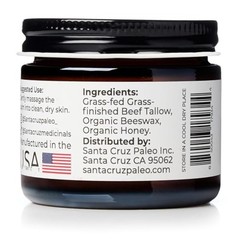 Santa Cruz Paleo, Beef Tallow, Beeswax & Honey 1 Ounce (Pack of 1), White