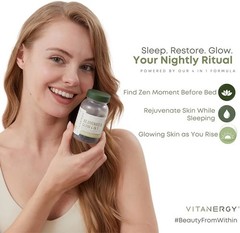 Vitanergy Beauty Sleep Skin Glow Supplement – 4-in-1 Nighttime Support with …