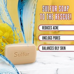 Grisi Sulfur Soap for Acne Pack of 3 Cleanses Reduces Inflammation and Breakouts