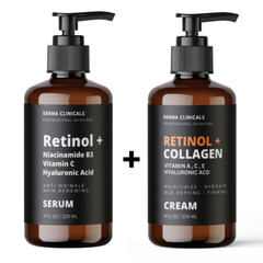 2 PK Retinol, Niacinamide Vita C Hyaluronic Acid Collagen Wrinkle SERUM + CREAM