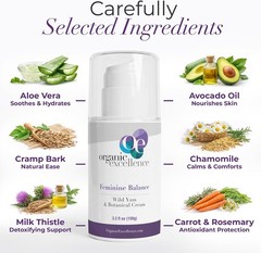 Organic Wild Yam Cream for Women&rsquo;s Hormonal Balance – 3.3 fl oz, Chemical-Free