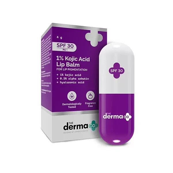 The Derma Co 1% Kojic Acid Lip Balm With Alpha Arbutin & Hyaluronic Acid SPF 30
