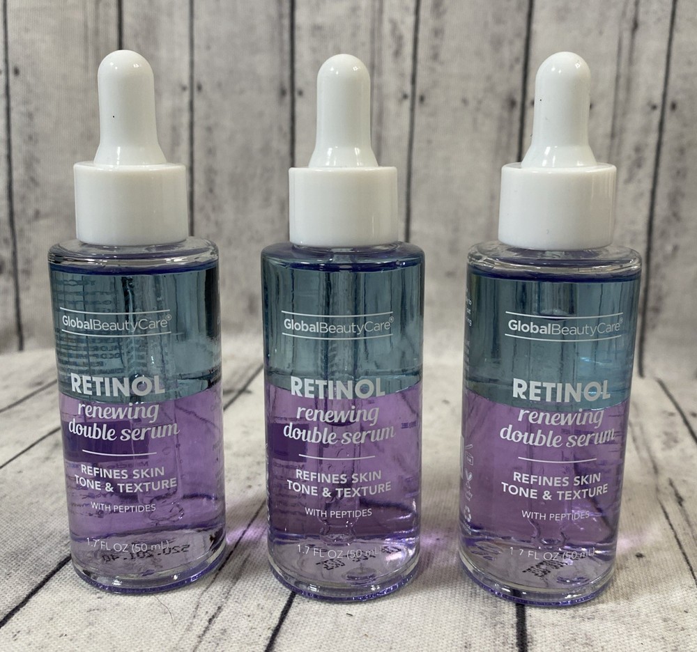 3X Global Beauty Care RETINOL RENEWING DOUBLE SERUM Tone & Texture 1.7 FL oz.