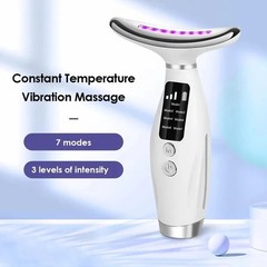 Portable 7 Color LED Face Neck Massager Anti Wrinkle Skin Tightening Lifting