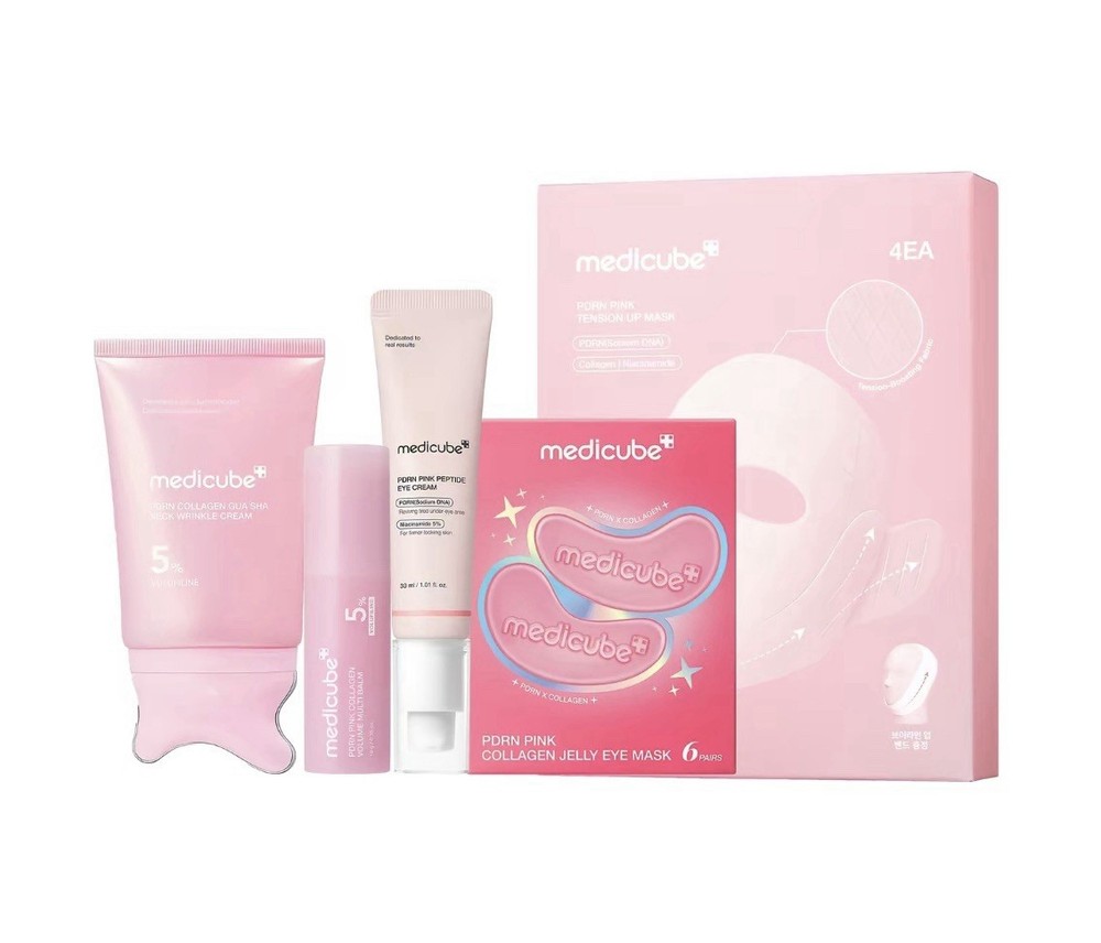 Medicube PDRN Pink Skincare Bundle 5-Piece Set Eye Cream Mask Gua Sha NEW & Gift