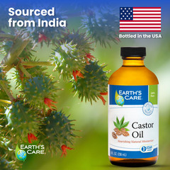 Earth&rsquo;s Care Pure Expeller Pressed Castor Oil For Hair, Skin and Eyebrows, 8 oz