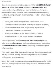 LEADERS INSOLUTION Mela-Tox Skin Mask 25ml 10EA Brightening Mask Sheet K-Beauty