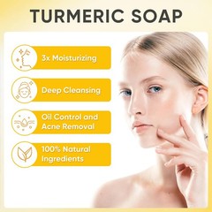 Treeroot 5 Pack Turmeric Soap, 80g Kojic Acid and 1 Count (Pack of 5)