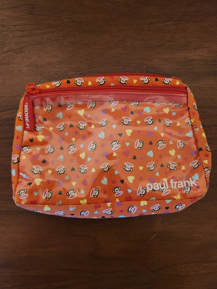 Paul Frank Lip Smacker Chapstick Lip Gloss Zip Purse VTG Y2K Julius Monkey