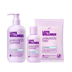 Love Wellness pH Balanced Cleanser and Wipes Bundle 3 Piece Set