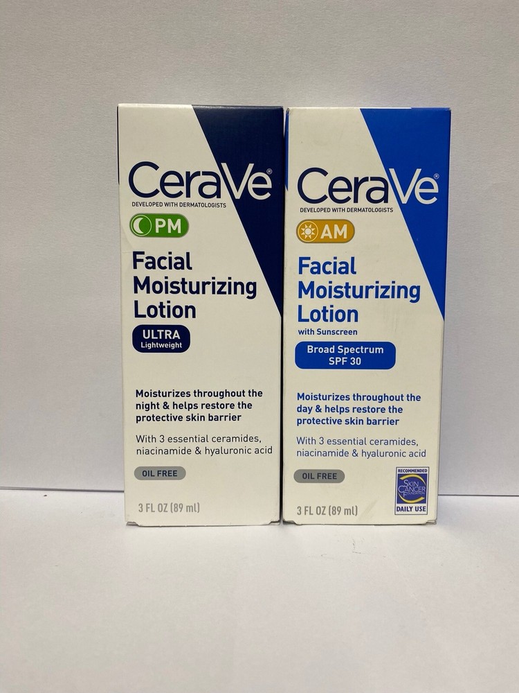 CeraVe Set PM/AM Facial Moisturizing Lotion Ultra Lighweight Brand New