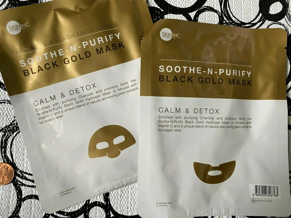 SKIN INC Facial in a Flash Series BLACK GOLD MASK Soothe-N-Purify * Full Face