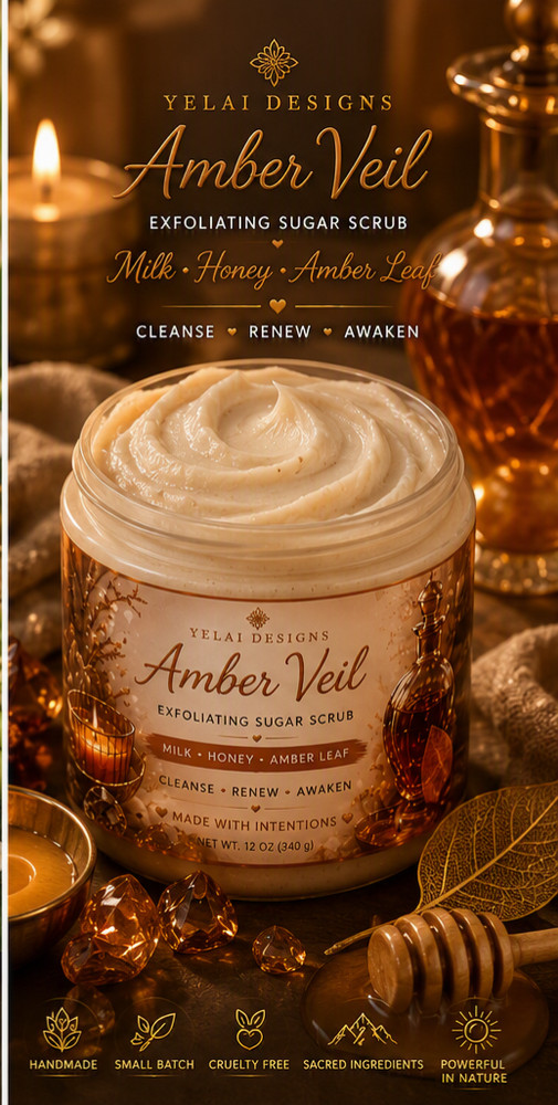 Amber Veil Foaming Sugar Body Scrub 12 oz | Honey & Amber | Handmade Exfoliating