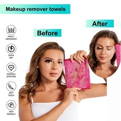 PleasingCare Makeup Remover Cloth Cleansing Towel Chemical Free 3 Count Rosy