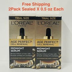L’Oreal Age Perfect Cell Renewal Midnight Serum Face Trial Size 0.5 oz X 2PACK