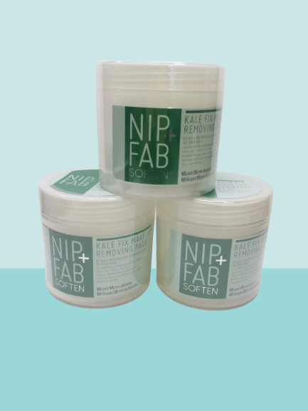 NIP + FAB SOFTEN KALE FIX MAKE-UP REMOVING PADS 60 PADS (LOT OF 3)