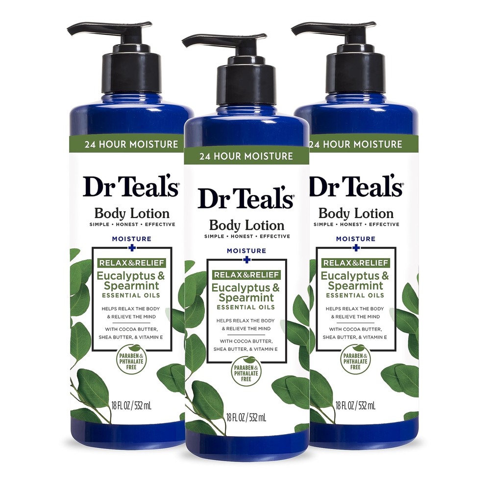 Dr Teal&rsquo;s Eucalyptus Spearmint Body Lotion 18 Fl Oz Pack of 3 Moisturizer