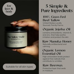 Versatile Tallow Balm 2oz with Manuka Honey: Perfect for Face, Body & Hands